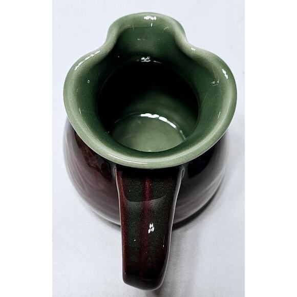 KENT FOLLETTE Pottery Cream And Sugar Set Cranberry/Green EUC Signed - Picture 6 of 13